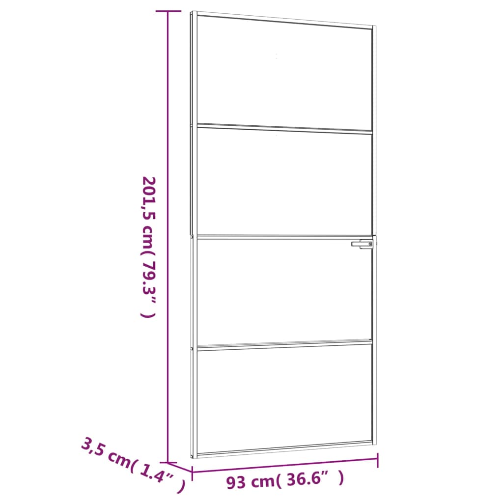 Porta Interna Nera 93x201,5cm Vetro Temperato Alluminio Sottile 153660