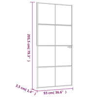 Porta Interna Nera 93x201,5cm Vetro Temperato Alluminio Sottile 153664