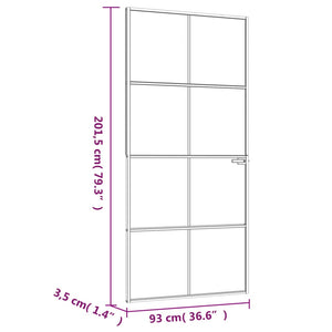 Porta Interna Nera 93x201,5cm Vetro Temperato Alluminio Sottile 153664