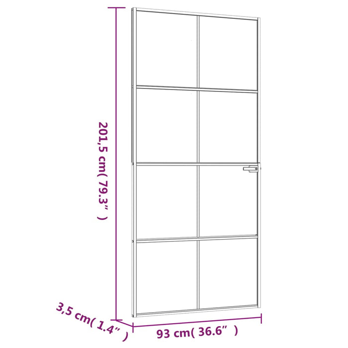 Porta Interna Nera 93x201,5cm Vetro Temperato Alluminio Sottile 153664