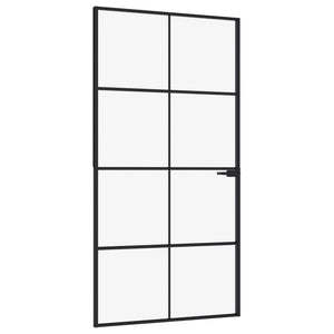 Porta Interna Nera 102x201,5 Vetro Temperato Alluminio Sottilecod mxl 103708