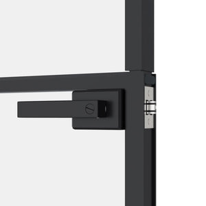 Porta Interna Nera 102x201,5 Vetro Temperato Alluminio Sottile 153665