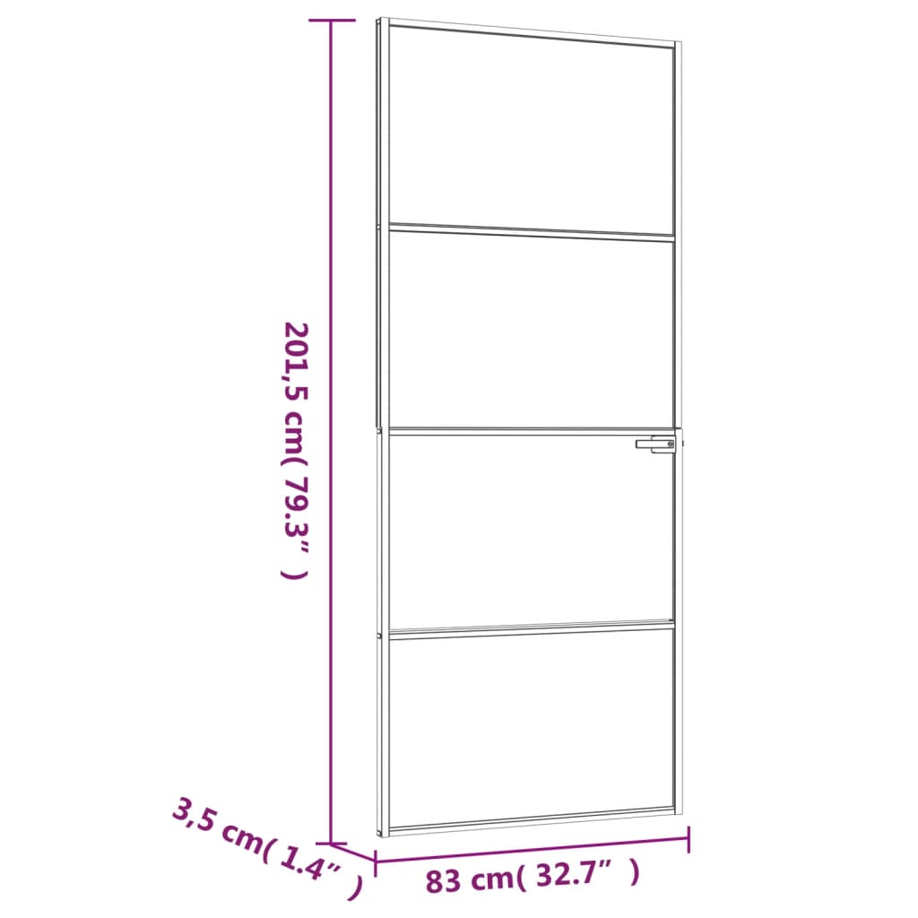 Porta Interna Bianca 83x201,5 cm Vetro Temperato Alluminio Slim 153667