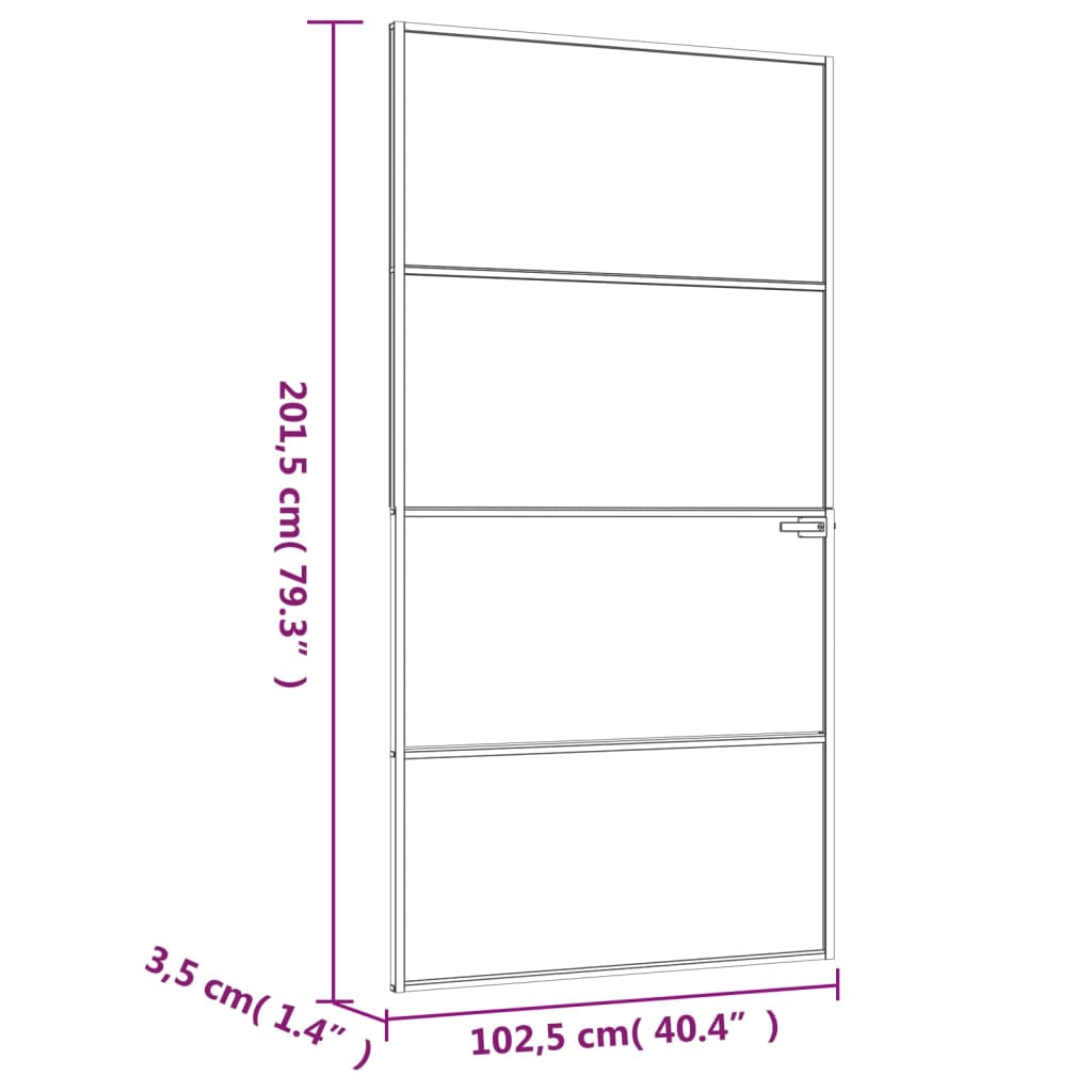 Porta Interna Bianca 102x201,5cm Vetro Temperato Alluminio Slim 153669