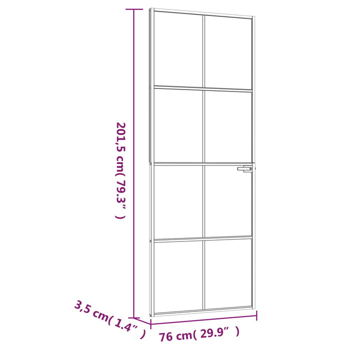 Porta Interna Bianca 76x201,5 cm Vetro Temperato Alluminio Slim 153670