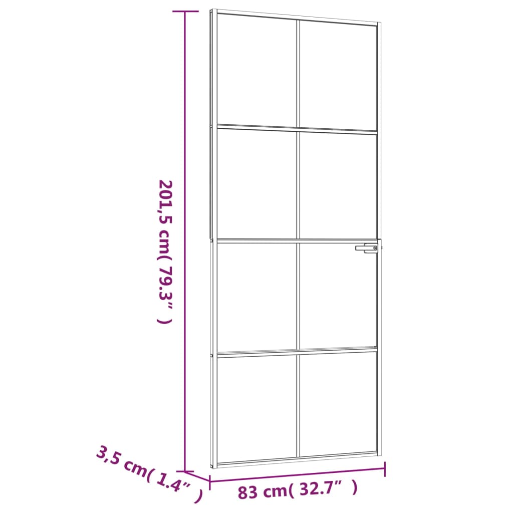 Porta Interna Bianca 83x201,5 cm Vetro Temperato Alluminio Slim 153671