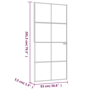 Porta Interna Bianca 93x201,5cm Vetro Temperato Alluminio Slim 153672