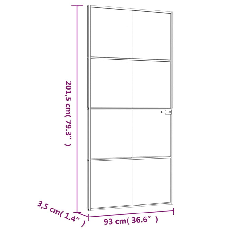 Porta Interna Bianca 93x201,5cm Vetro Temperato Alluminio Slim 153672