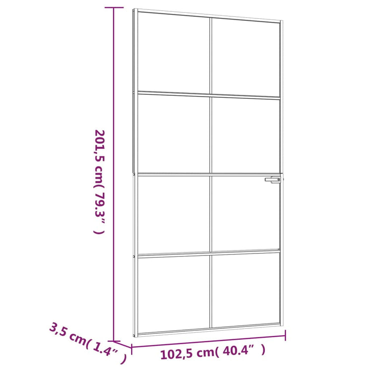 Porta Interna Bianca 102x201,5cm Vetro Temperato Alluminio Slim 153673