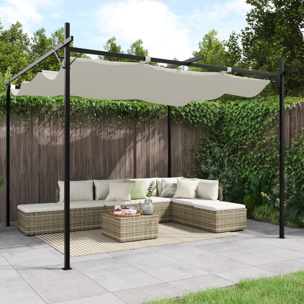 Pergola con Tetto Retrattile Crema 295x292x230 cm 360114