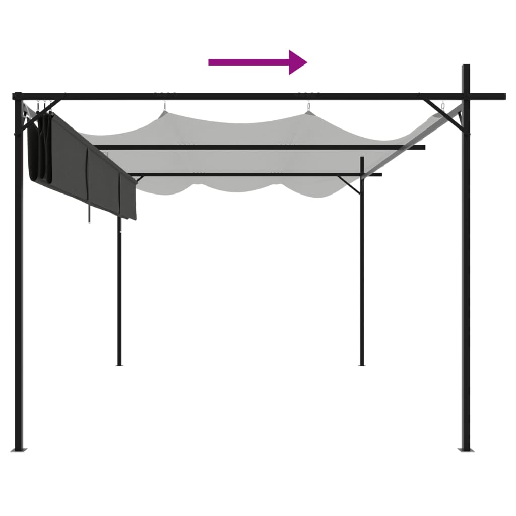 Pergola con Tetto Retrattile Antracite 395x292x230 cm 360119