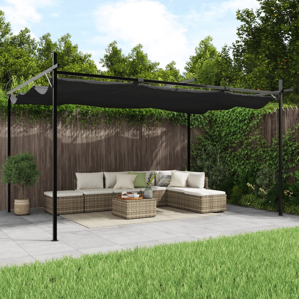 Pergola con Tetto Retrattile Antracite 395x292x230 cm 360119