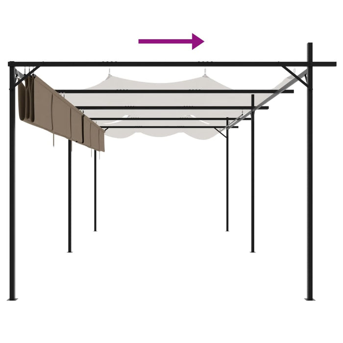 Pergola con Tetto Retrattile Tortora 589x292x230 cm 360121