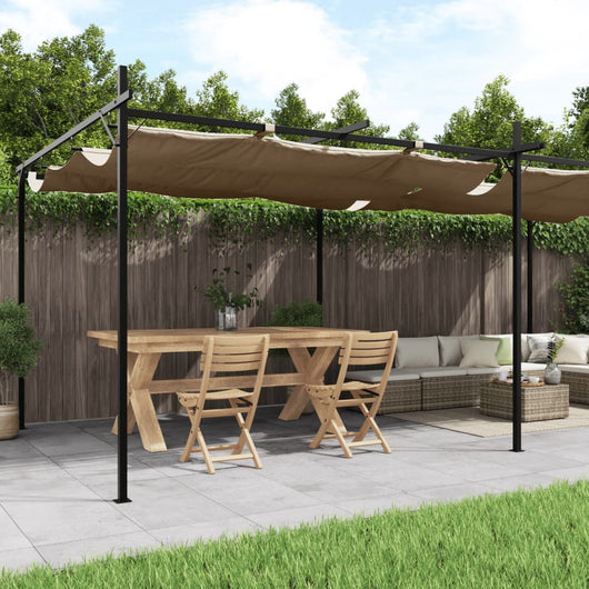 Pergola con Tetto Retrattile Tortora 589x292x230 cm 360121