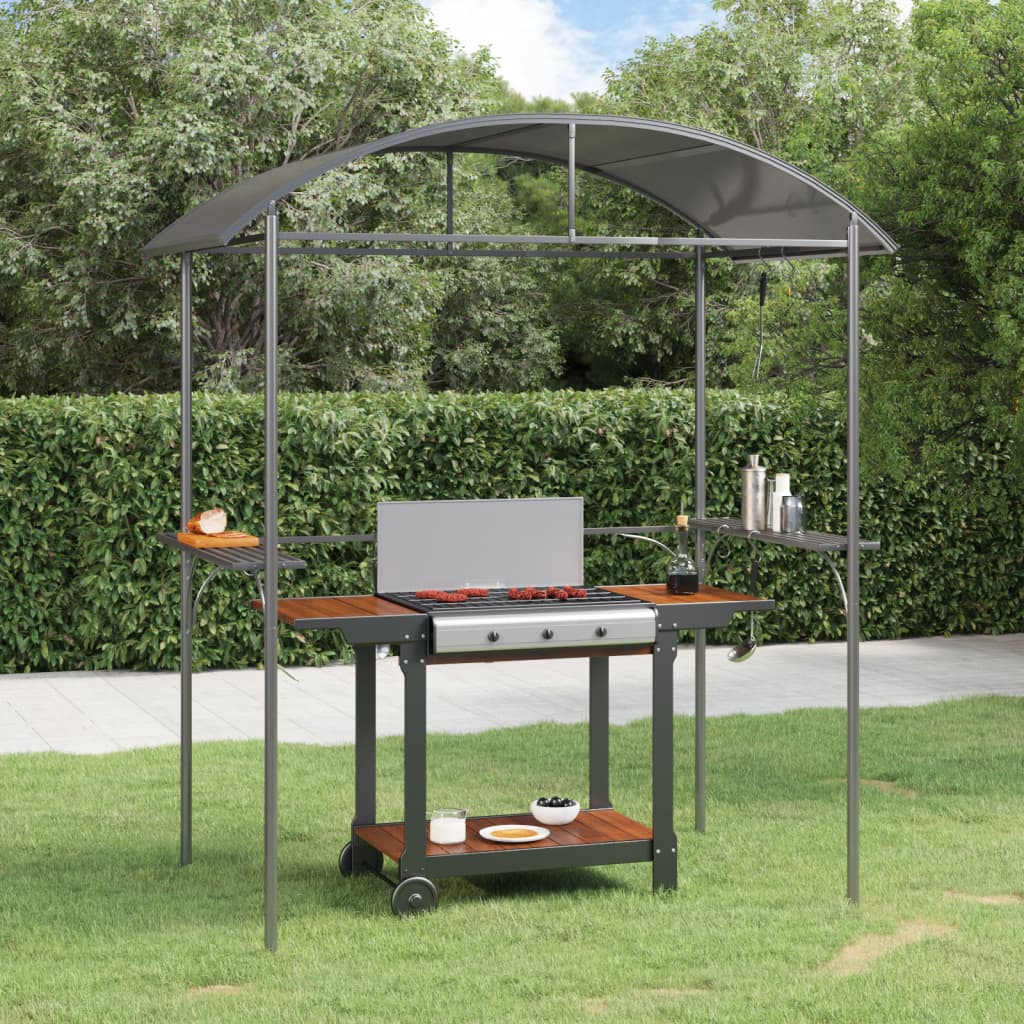 Gazebo Barbecue Ripiani Laterali Antracite 220x115x230 Acciaio 360138