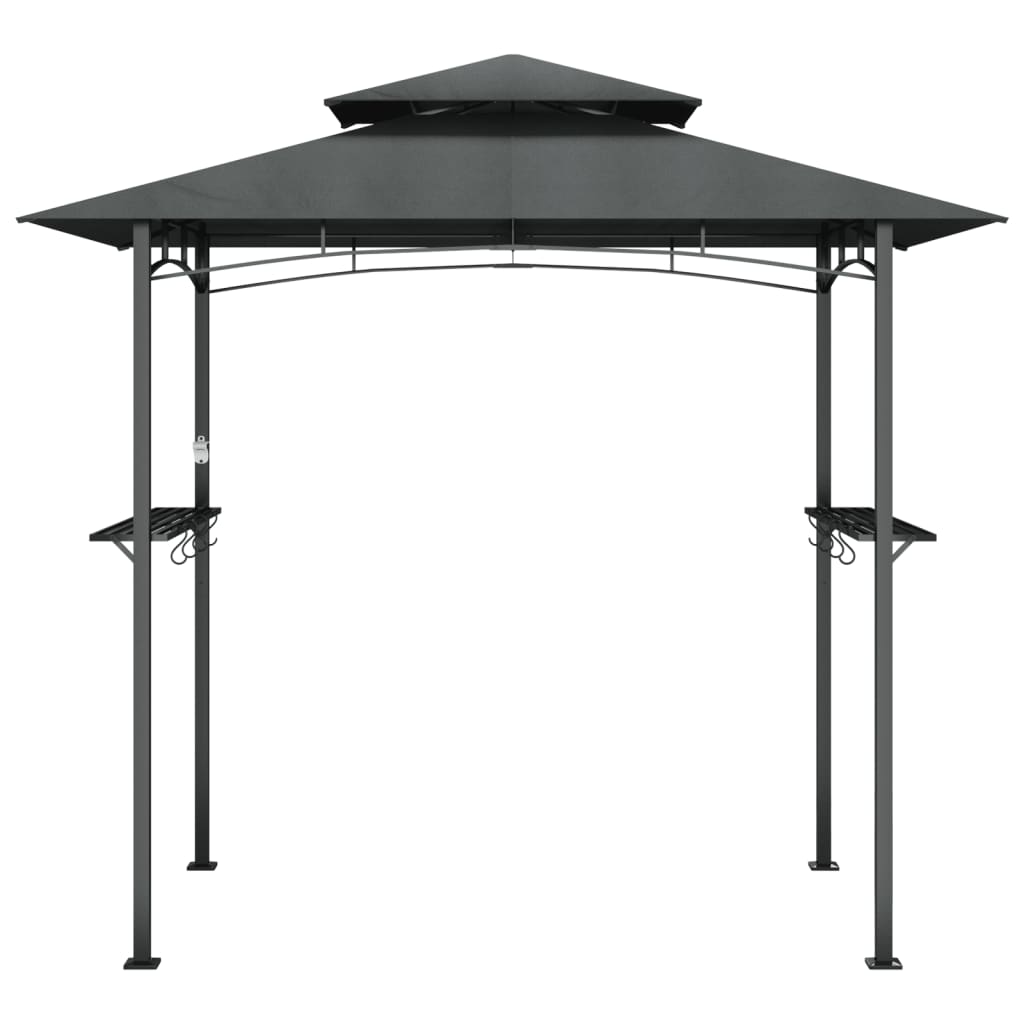 Gazebo Barbecue Ripiani Laterali Antracite 240x150x243 Acciaio 360140