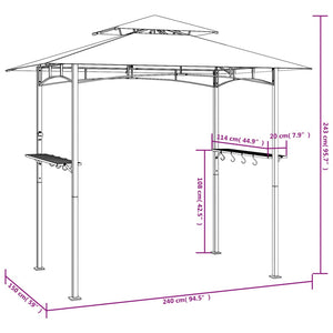 Gazebo Barbecue Ripiani Laterali Antracite 240x150x243 Acciaio 360140