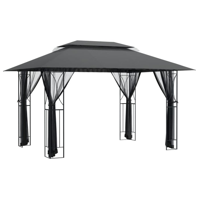 Gazebo con Pareti Laterali Antracite 400x300x270 cm Acciaiocod mxl 93483