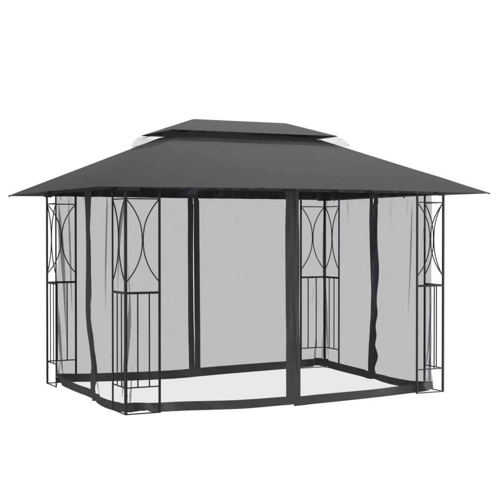 Gazebo con Pareti Laterali Antracite 400x300x270 cm Acciaio 360144