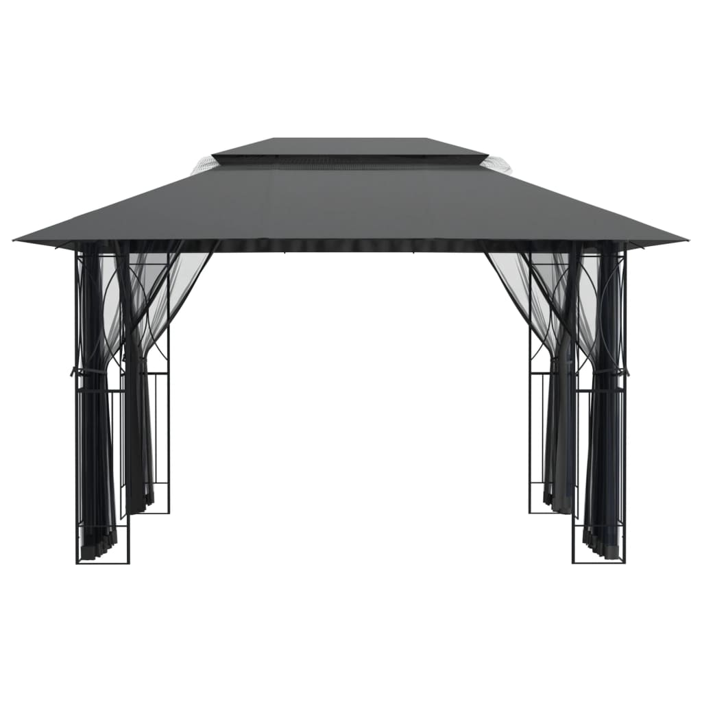 Gazebo con Pareti Laterali Antracite 400x300x270 cm Acciaio 360144