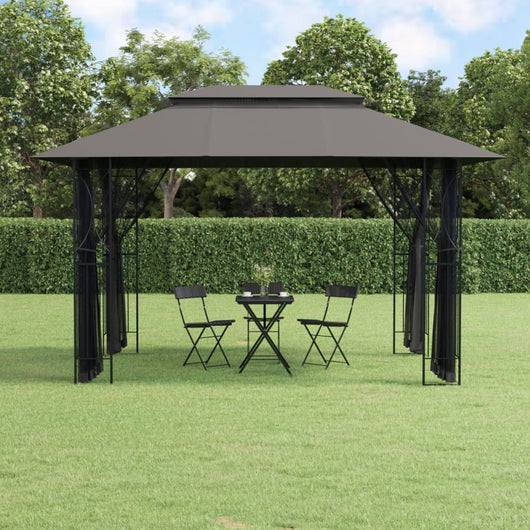 Gazebo con Pareti Laterali Antracite 400x300x270 cm Acciaiocod mxl 93483