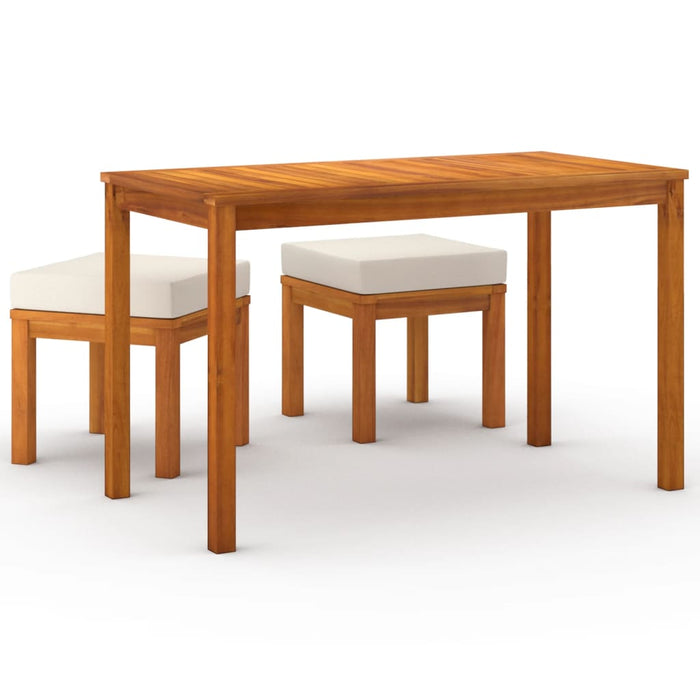 Set da Pranzo da Giardino 3pz con Cuscini Legno Massello Acacia 319721