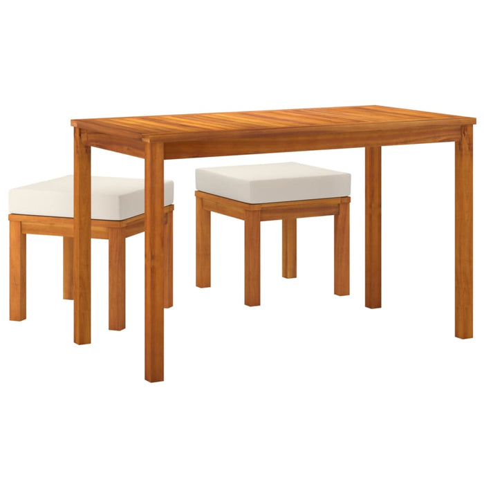 Set da Pranzo da Giardino 3pz con Cuscini Legno Massello Acacia 319721