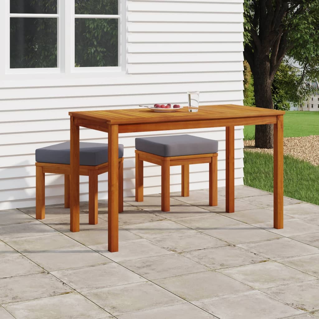 Set da Pranzo da Giardino 3pz con Cuscini Legno Massello Acacia 319722