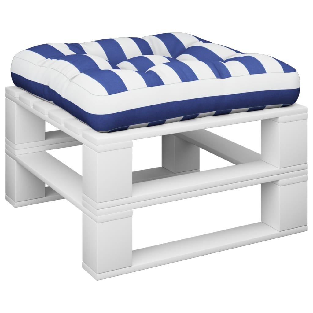 Cuscino per Pallet Strisce Bianche e Blu 50x50x12 cm in Tessuto 360440