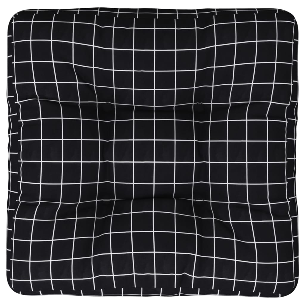 Cuscino per Pallet Motivo a Quadri Nero 50x50x12 cm in Tessuto 360441