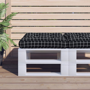 Cuscino per Pallet Motivo a Quadri Nero 50x50x12 cm in Tessuto 360441