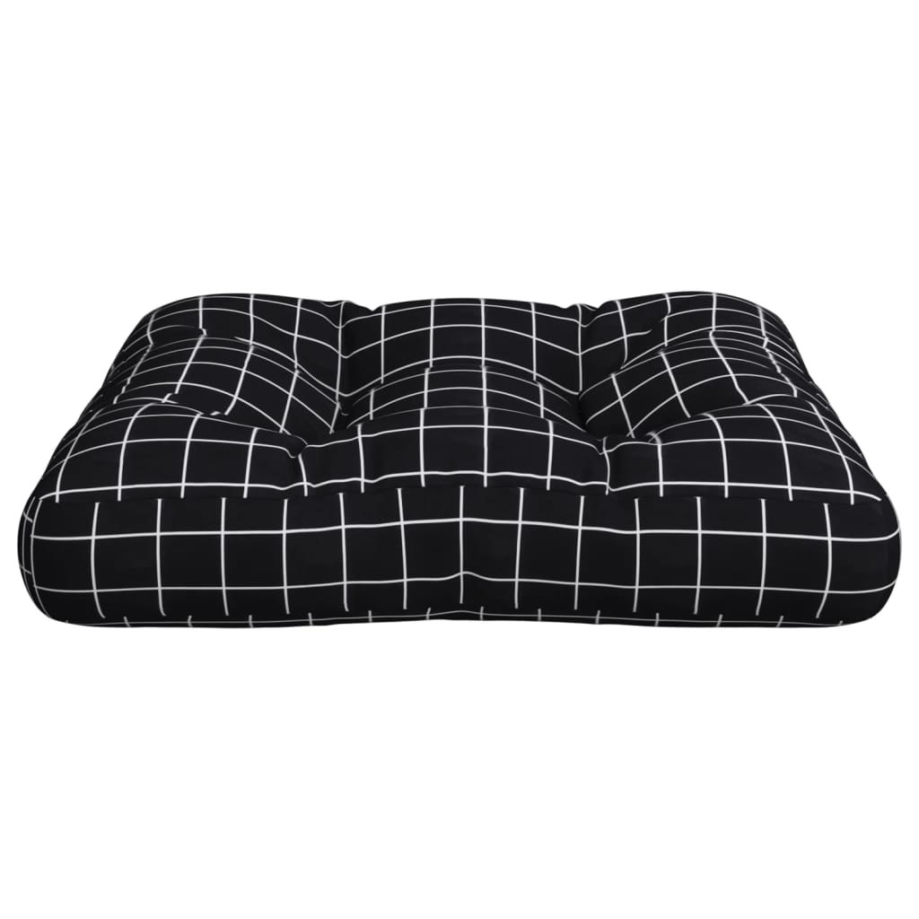 Cuscino per Pallet Motivo a Quadri Nero 60x60x12 cm in Tessuto 360463