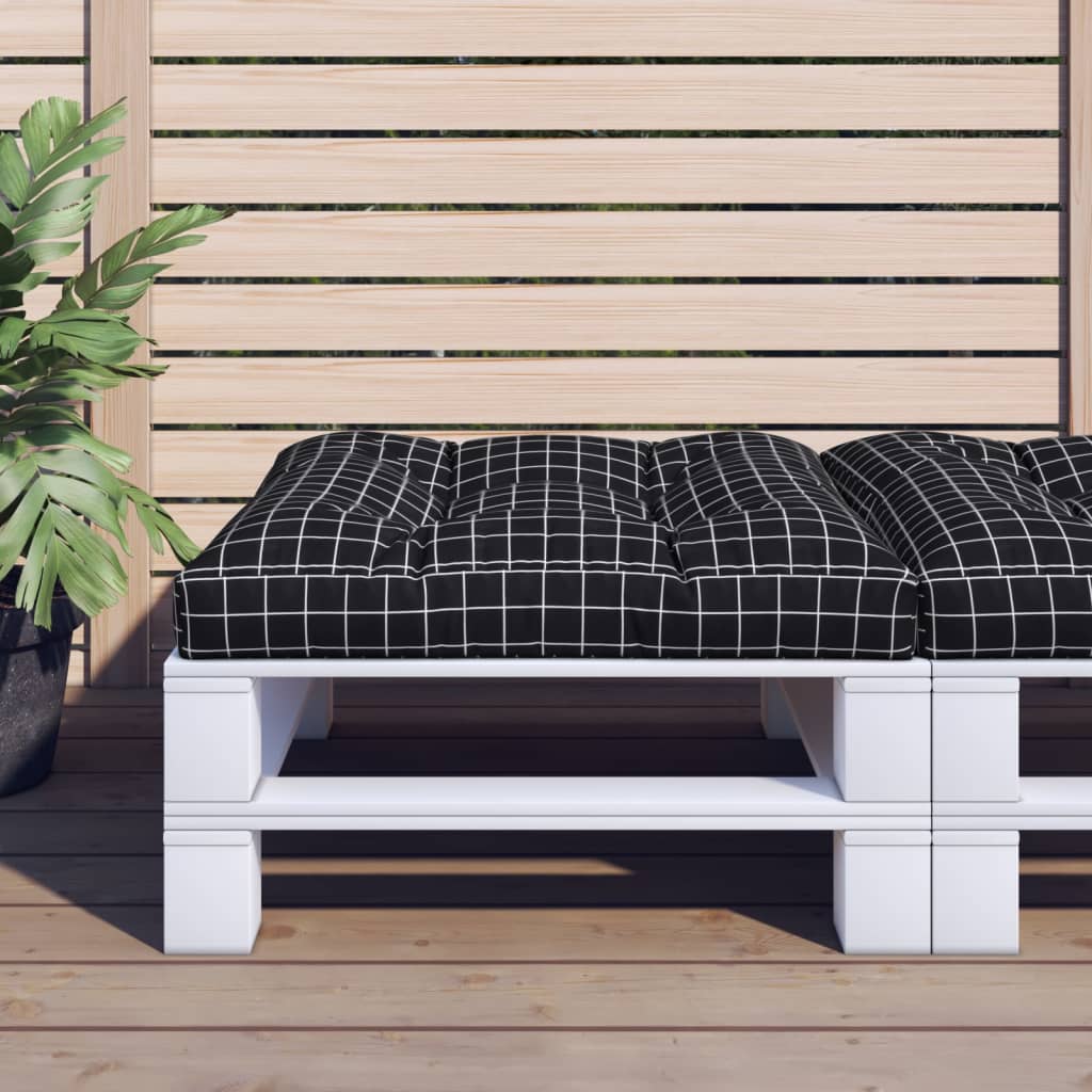 Cuscino per Pallet Motivo a Quadri Nero 70x70x12 cm in Tessuto 360485