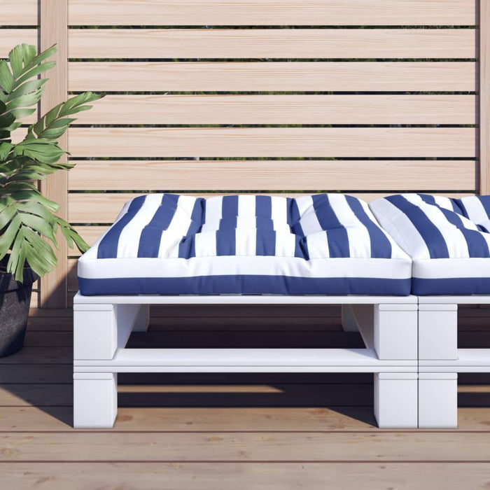 Cuscino per Pallet Strisce Bianche e Blu 80x80x12 cm in Tessuto 360506