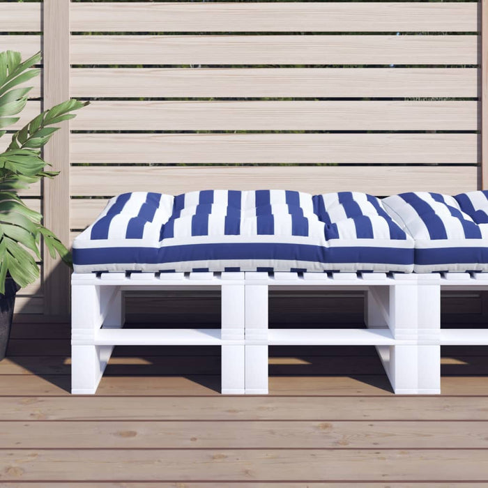 Cuscino per Pallet Strisce Bianche e Blu 120x80x12cm in Tessuto 360528