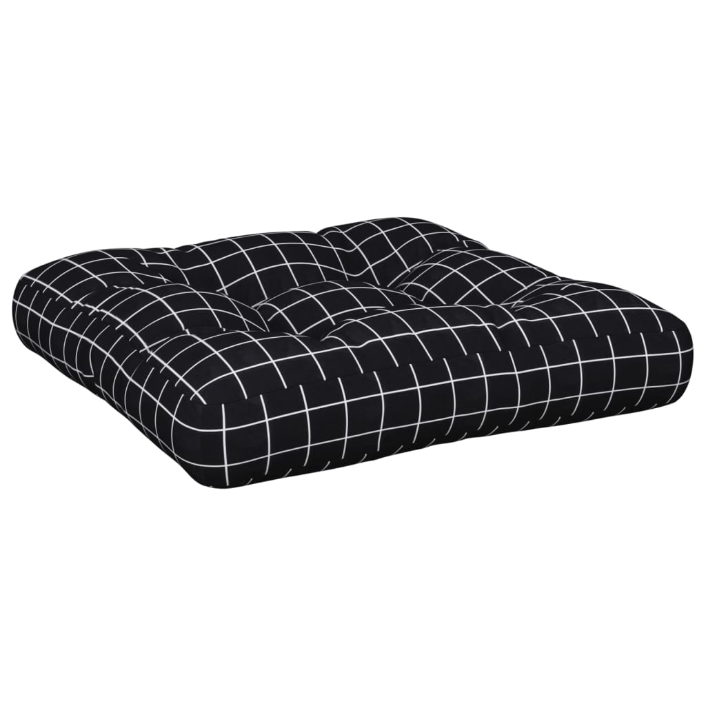 Cuscino Pallet Motivo a Quadri Nero 58x58x10 cm Tessuto Oxford 360916