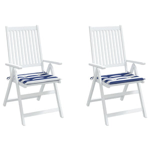 Cuscini per Sedia 2 pz Strisce Bianche e Blu 40x40x3 cm Tessutocod mxl 94476