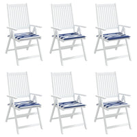 Cuscini per Sedia 6 pz Strisce Bianche e Blu 40x40x3 cm Tessutocod mxl 94485