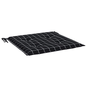 Cuscini Sedia Giardino 2pz Motivo Quadri Nero 40x40x3cm Tessuto 361014