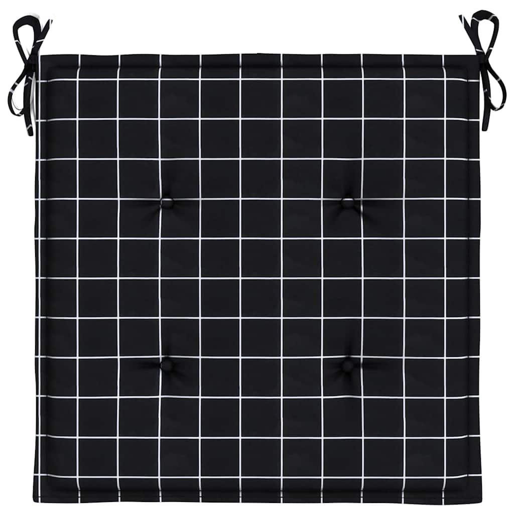 Cuscini Sedia Giardino 2pz Motivo Quadri Nero 40x40x3cm Tessuto 361014