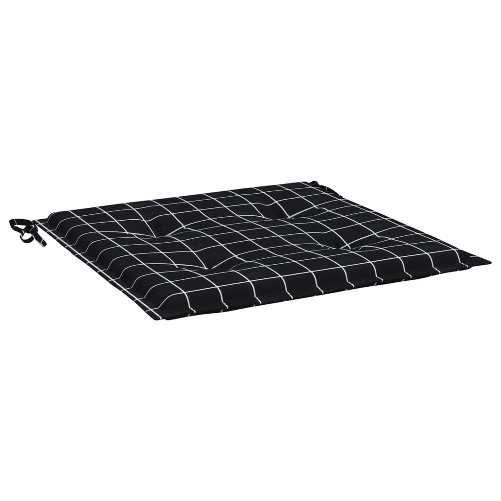 Cuscini Sedia Giardino 4pz Motivo Quadri Nero 40x40x3cm Tessuto 361015