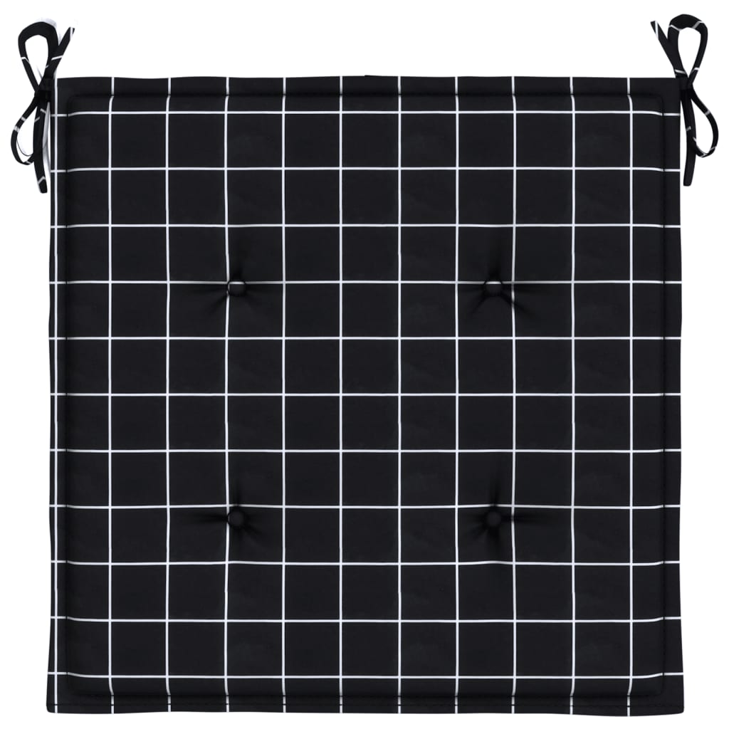 Cuscini Sedia Giardino 4pz Motivo Quadri Nero 40x40x3cm Tessuto 361015