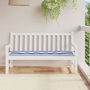 Cuscino Panca Giardino Bianco e Blu 150x50x3 cm Tessuto Oxfordcod mxl 70360