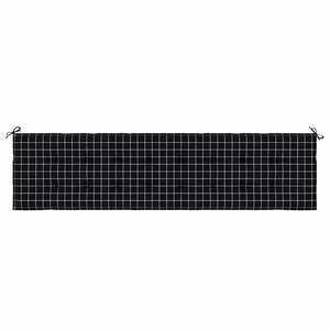 Cuscino Panca Giardino Motivo a Quadri Nero 200x50x3 cm Tessuto 361202