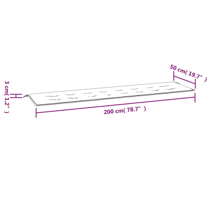 Cuscino Panca da Giardino Motivo a Foglie 200x50x3 cm Tessuto 361204