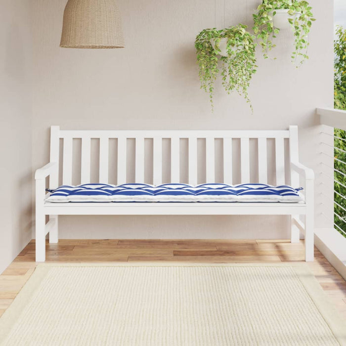 Cuscino per Panca Bianco e Blu 180x50x7 cm in Tessuto Oxfordcod mxl 95669