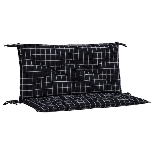 Cuscini Panca da Giardino 2pz a Quadri Nero 100x50x7 cm Tessuto 361672