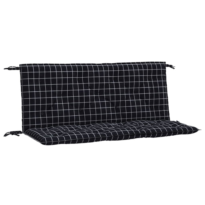 Cuscini Panca da Giardino 2pz a Quadri Nero 120x50x7 cm Tessuto 361691