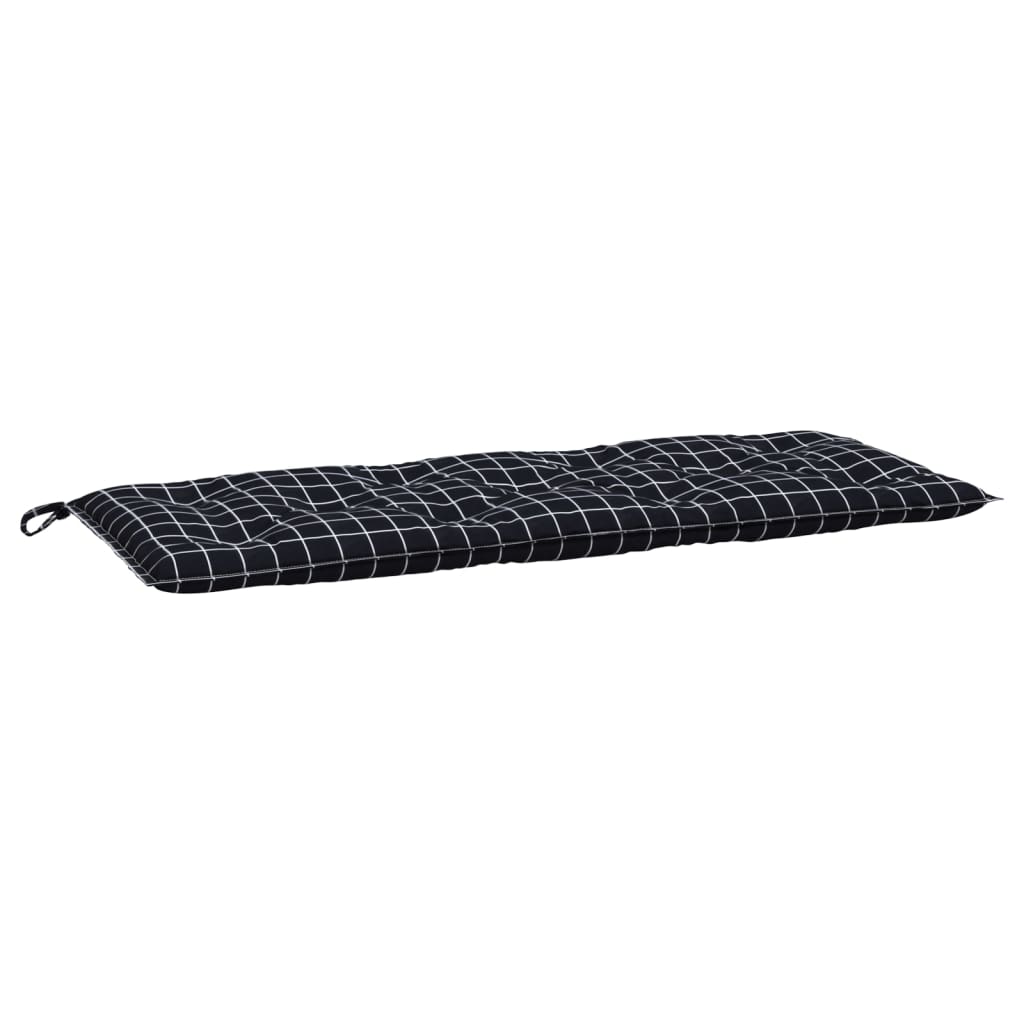 Cuscini Panca da Giardino 2pz a Quadri Nero 120x50x7 cm Tessuto 361691