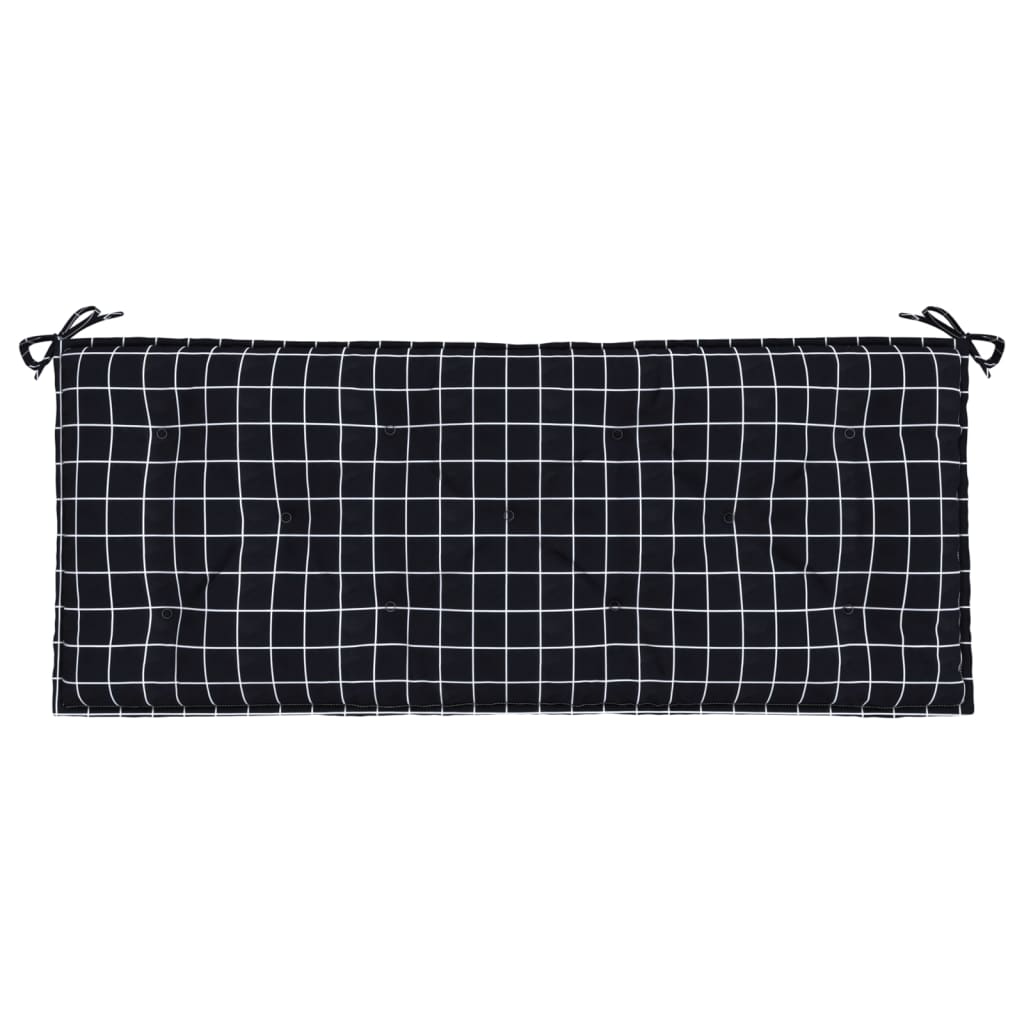 Cuscini Panca da Giardino 2pz a Quadri Nero 120x50x7 cm Tessuto 361691